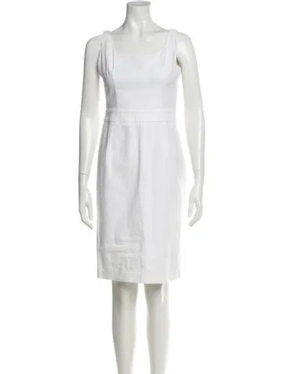 Pre-owned D&g Square Neckline Knee-length Dress In White