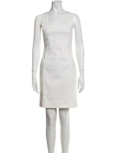 Pre-owned D&g Square Neckline Knee-length Dress In White