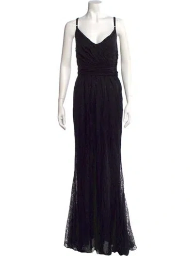Pre-owned D&g Square Neckline Long Dress In Black