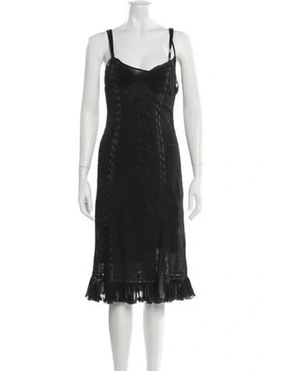 Pre-owned D&g Square Neckline Midi Length Dress In Black