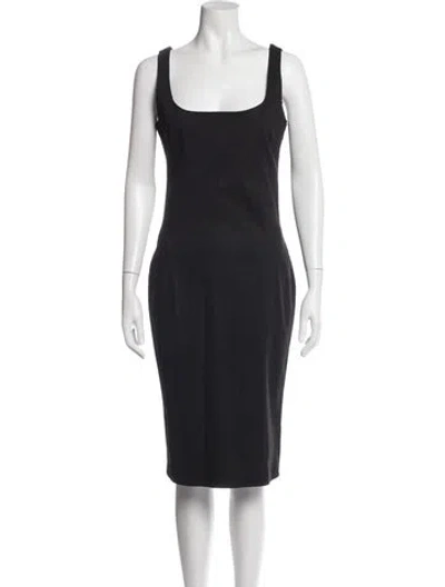 Pre-owned D&g Square Neckline Midi Length Dress In Black