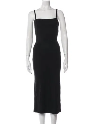 Pre-owned D&g Square Neckline Midi Length Dress In Black