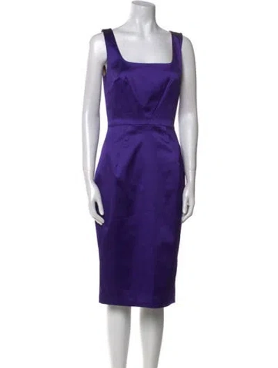 Pre-owned D&g Square Neckline Midi Length Dress In Purple