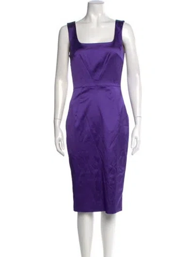 Pre-owned D&g Square Neckline Midi Length Dress In Purple