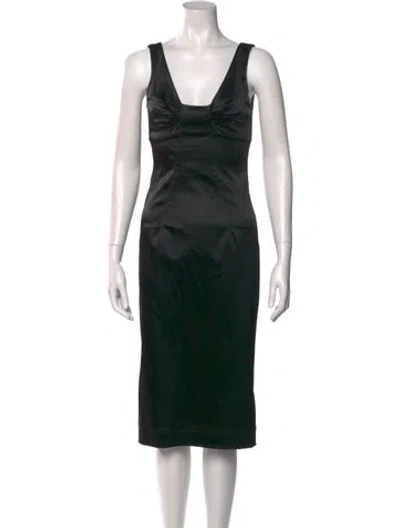 Pre-owned D&g Square Neckline Midi Length Dress W/ Tags In Black