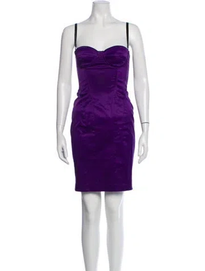 Pre-owned D&g Square Neckline Mini Dress In Purple