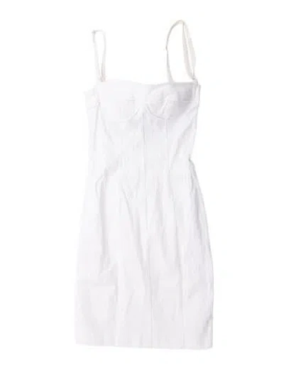 Pre-owned D&g Square Neckline Mini Dress In White