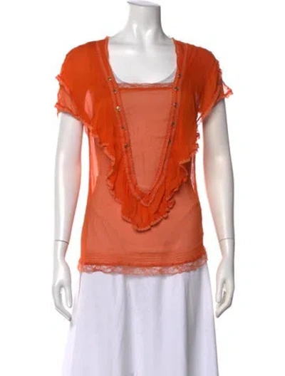 Pre-owned D&g Square Neckline Short Sleeve Top In Orange