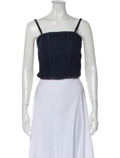Pre-owned D&g Square Neckline Sleeveless Crop Top In Blue