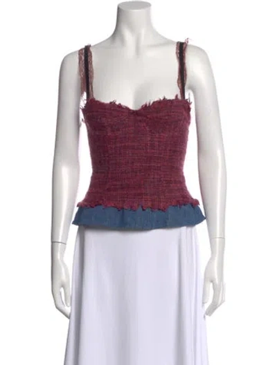Pre-owned D&g Square Neckline Sleeveless Crop Top In Pink