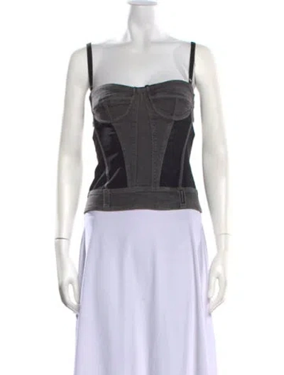 Pre-owned D&g Square Neckline Sleeveless Top In Black
