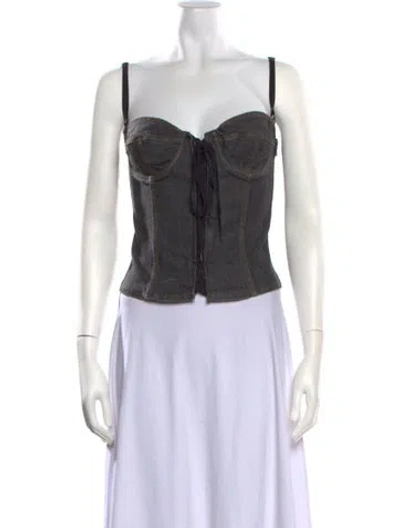 Pre-owned D&g Square Neckline Sleeveless Top In Black