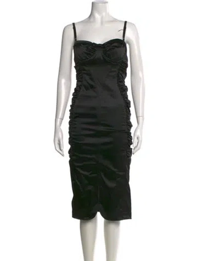 Pre-owned D&g Strapless Knee-length Dress In Black