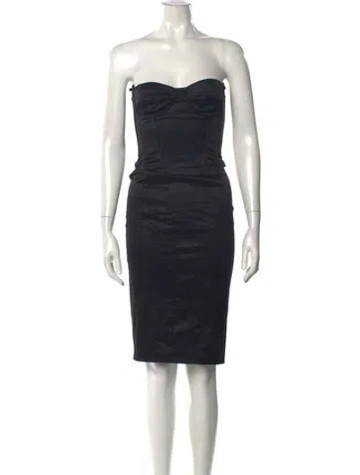 Pre-owned D&g Strapless Knee-length Dress In Black