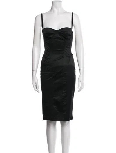 Pre-owned D&g Strapless Knee-length Dress In Black