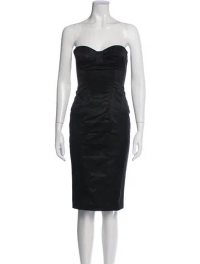 Pre-owned D&g Strapless Knee-length Dress In Black