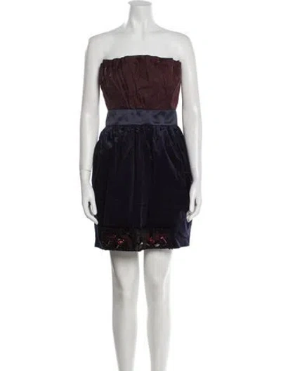 Pre-owned D&g Strapless Mini Dress In Blue
