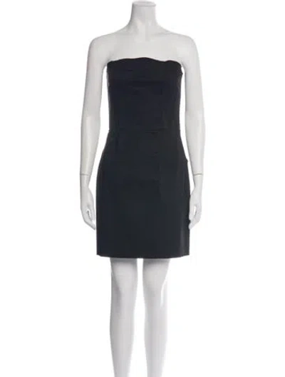 Pre-owned D&g Strapless Mini Dress In Blue