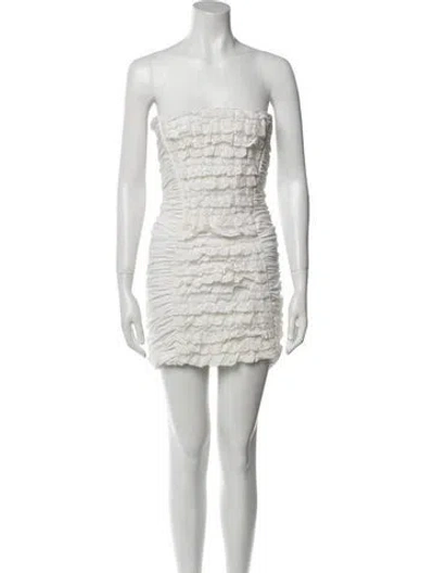 Pre-owned D&g Strapless Mini Dress In Neutral