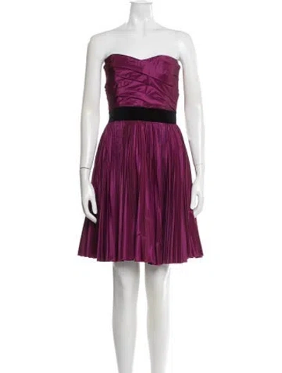 Pre-owned D&g Strapless Mini Dress In Purple