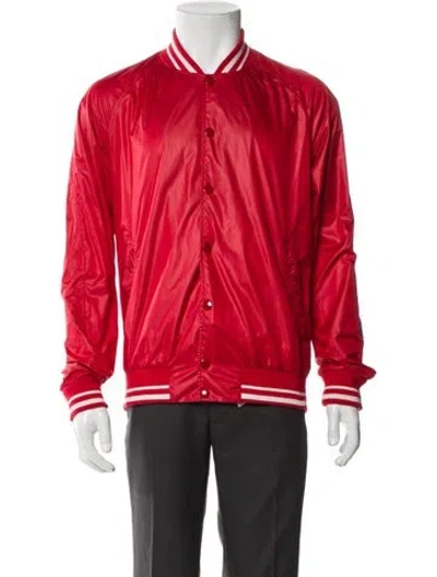 Pre-owned D&g Striped Bomber Jacket In Red
