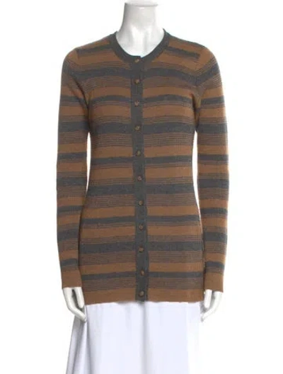 Pre-owned D&g Striped Crew Neck Sweater In Brown