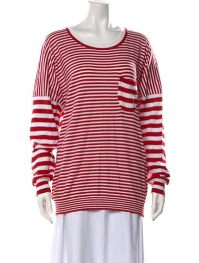 Pre-owned D&g Striped Crew Neck Sweater In Red