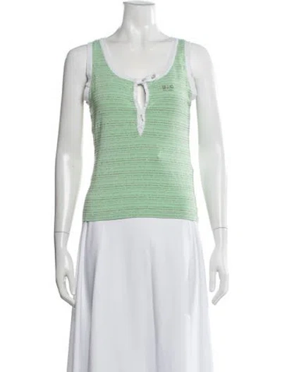 Pre-owned D&g Striped Crew Neck Top In Green