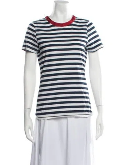 Pre-owned D&g Striped Crew Neck T-shirt In Blue