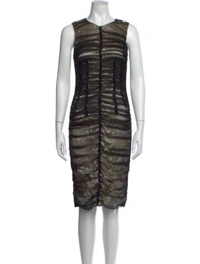 Pre-owned D&g Striped Knee-length Dress In Black