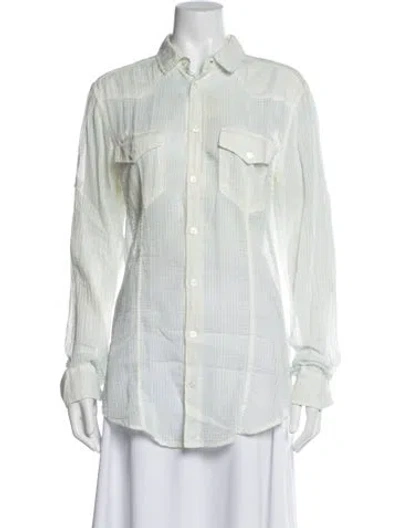 Pre-owned D&g Striped Long Sleeve Button-up Top In Blue