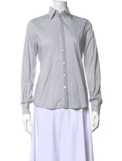 Pre-owned D&g Striped Long Sleeve Button-up Top In Grey