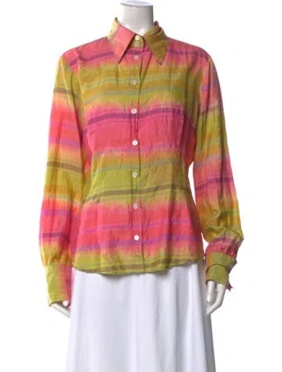 Pre-owned D&g Striped Long Sleeve Button-up Top In Multi