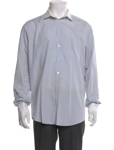 Pre-owned D&g Striped Long Sleeve Dress Shirt In Blue