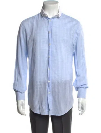 Pre-owned D&g Striped Long Sleeve Dress Shirt In Blue