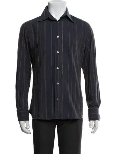 Pre-owned D&g Striped Long Sleeve Dress Shirt In Blue