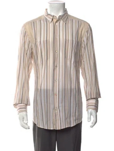 Pre-owned D&g Striped Long Sleeve Dress Shirt In Neutrals