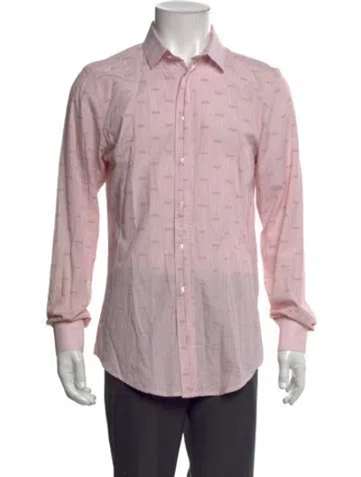 Pre-owned D&g Striped Long Sleeve Dress Shirt In Pink
