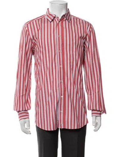 Pre-owned D&g Striped Long Sleeve Dress Shirt In Red
