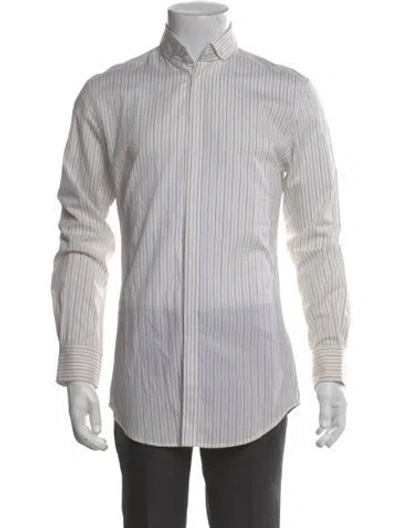Pre-owned D&g Striped Long Sleeve Dress Shirt In White