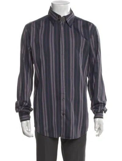 Pre-owned D&g Striped Long Sleeve Shirt In Blue