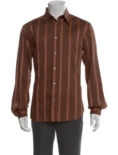 Pre-owned D&g Striped Long Sleeve Shirt In Brown