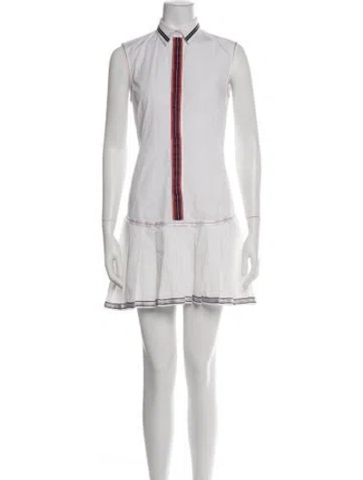 Pre-owned D&g Striped Mini Dress In White