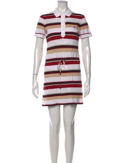 Pre-owned D&g Striped Mini Dress In White
