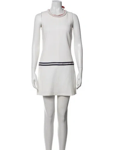 Pre-owned D&g Striped Mini Dress In White