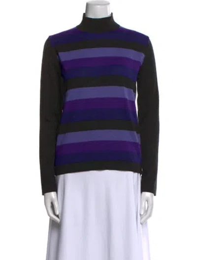 Pre-owned D&g Striped Mock Neck Sweater In Blue