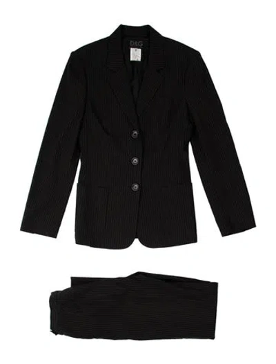 Pre-owned D&g Striped Pantsuit In Black