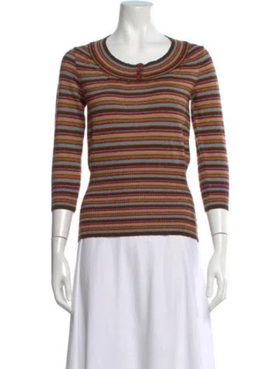 Pre-owned D&g Striped Scoop Neck Sweater