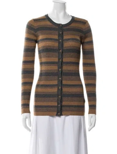 Pre-owned D&g Striped Scoop Neck Sweater In Brown