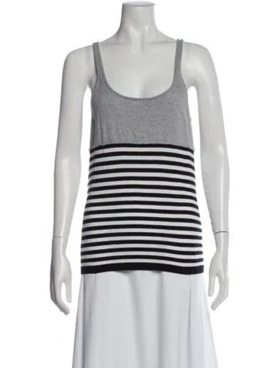 Pre-owned D&g Striped Scoop Neck Top In Black